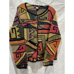 Peruvian Connection Pima Cotton Geometric Print Sweater
